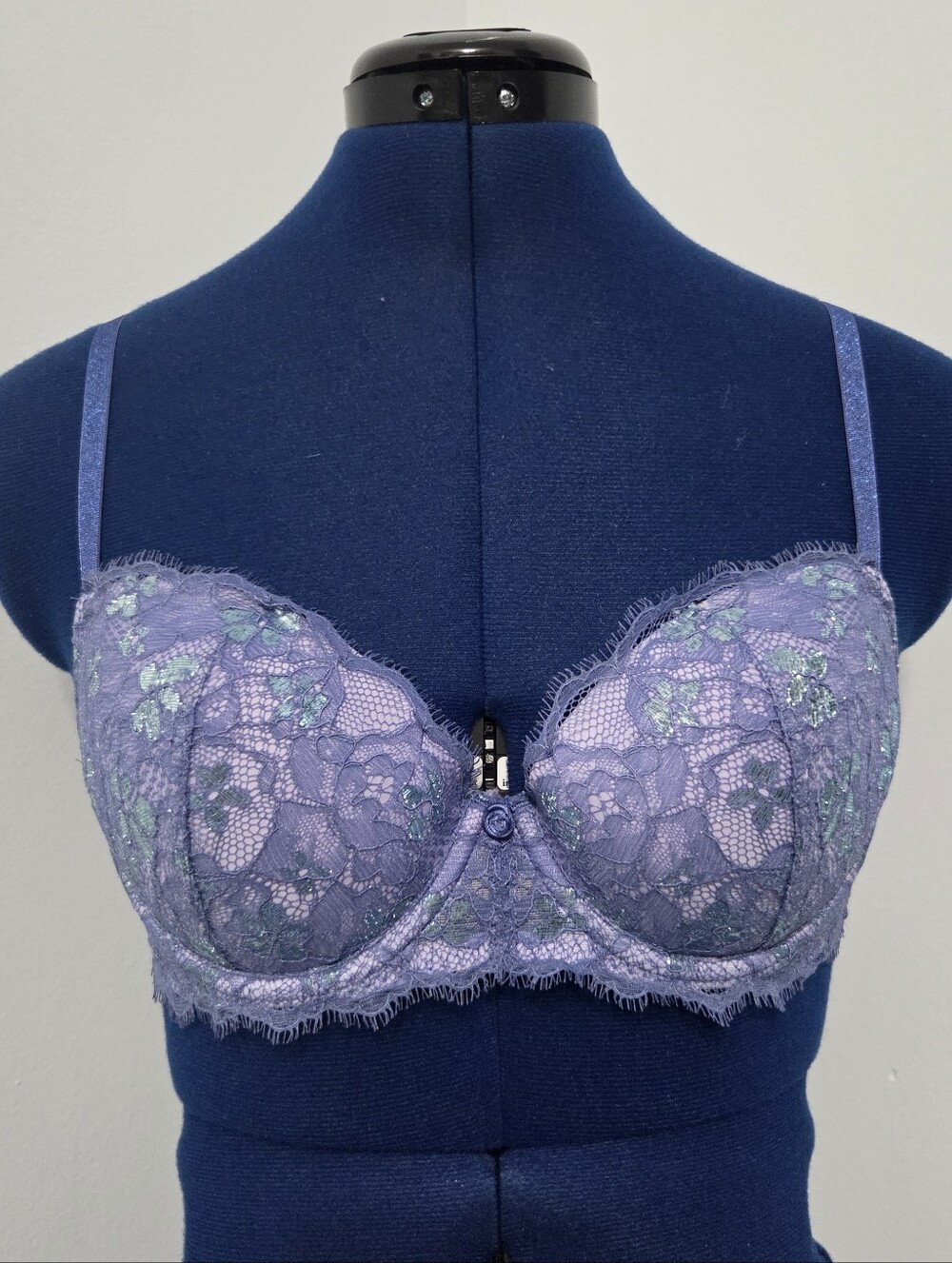 Purple Metallic Lace Bra Size 34C